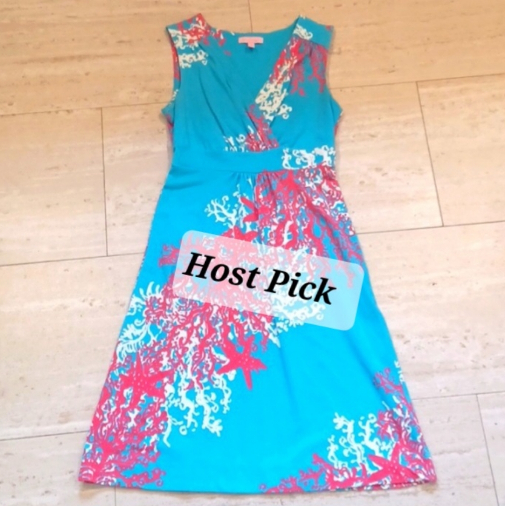 Lilly Pulitzer Ocean/Coral Reef Print Empire Waist Tank Dress